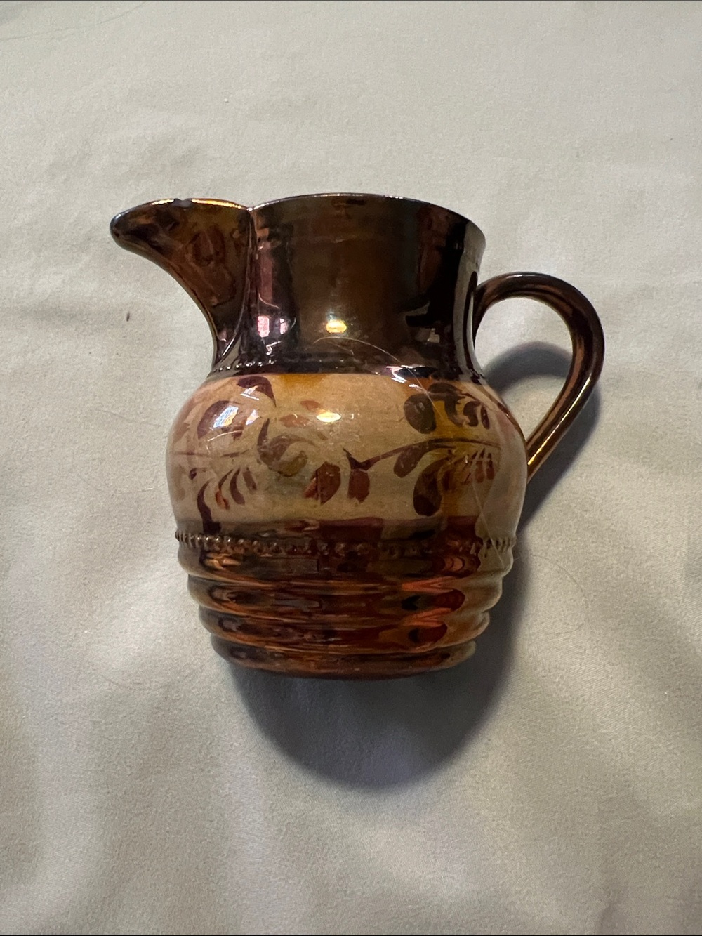 Antique Allertons Longton Staffordshire Copper Lustreware Creamer Jug